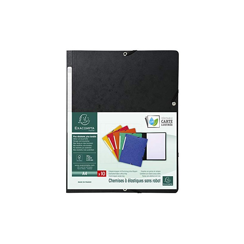 Exacompta 55411E Elasticated Folder Manila Cardboard 355 g DIN A4