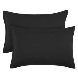 PiccoCasa Zippered Pillowcases, 100% Brushed Microfiber Polyester Pillow Case Cover, Pillow Cases Set of 2, Soft and Comfortable Black 50 x 65cm