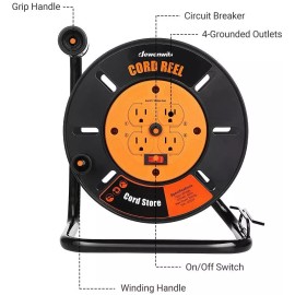 DEWENWILS Extension Cord Storage Reel for 12/3 14/3 16/3 Gauge Power Cord Reel