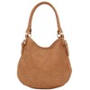 Light-weight 3 Compartment Faux Leather Medium Hobo Bag (Tan)
