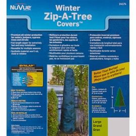 NuVue Products 24174 Zip-A-Tree Winter Tree Cover for Cedars, Junipers, and Cypress Trees, Zip-Up Tree Cover for Freeze and Severe Winter Weather Protection, 8' x 2', Green