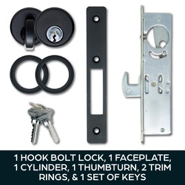 Summit DOORWARE Mortise Cylinder Hook Bolt with Keys | Adam Rite Style Door Lock Replacement Parts | Mortise Lock with Thumbturn Cylinder | Replacement for MS1850S-X5X Locks | Duronotic Finish