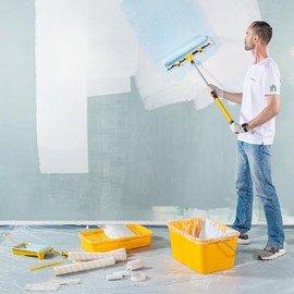 VOOMEY 28PC 18 Inch Paint Roller Kit, Paint Bucket,18" Paint Tray, 4 Inch Foam Paint Roller with 40 Inch Extension Pole,Ideal for Fast Large Area Painting Room and Small Area Detail Painting