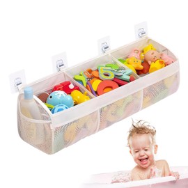 UICCVOKK Bath Toy Storage, Bath Toy Storage, Bath Toy Mesh Bag with 3 Compartments for Bathtub, Sorting of Toys, Suitable for Bath Toys