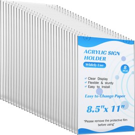 Handepo 30 Pack Acrylic Wall Sign Holder 8.5 x 11 Vertical, Clear Plastic Picture Frame, Document Holder with Tape and Screws for Office, Home, Store, Restaurant