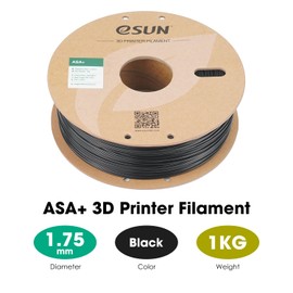 eSUN ASA+ Filament 1.75mm, Weather Resistant 3D Printer Filament for Outdoor Functional Parts, 1KG Spool Heat Resistant Upgraded ASA Plus 3D Printing Filament for 3D Printers, Black