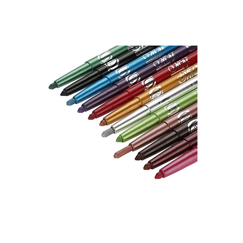 Set de Eyeliner Impermeable de 12 Colores de Larga Duración,
