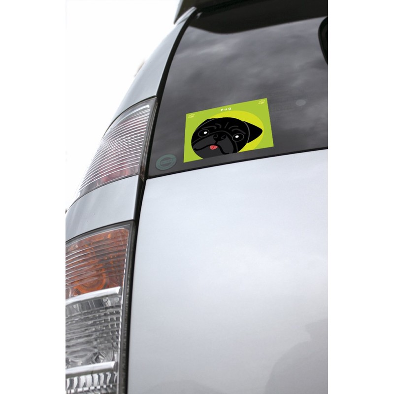 To Pug Black [Black] dog sticker green back
