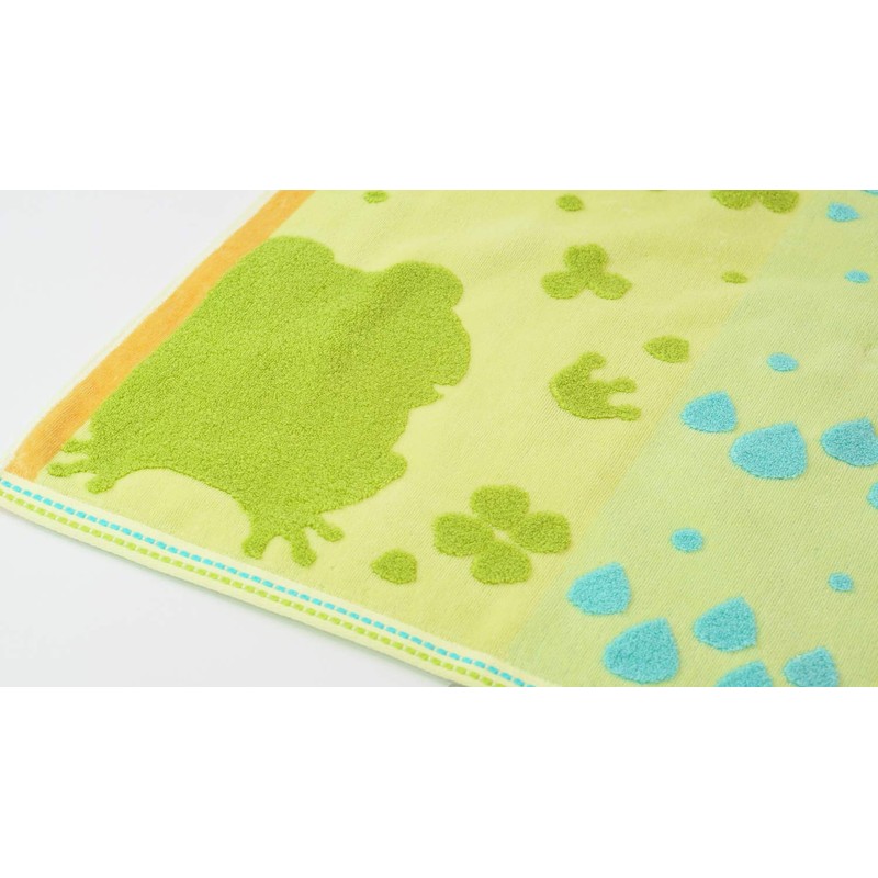 UCHINO 9006F704 G Green Frog Face Towel, Approx. 13.4 x
