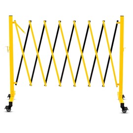 Metal Expandable Barricade with Casters, Collapsible Accordion Barricade Gate, for Home, Garage, Stores, Road Construction, Yellow. (11FT)