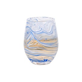 Juliska Puro Marbled Glasses (Blue, Stemless Wine Glass)