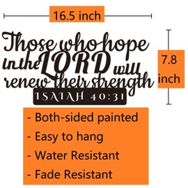 Isaiah 40:31 Inspirational Scripture Metal Wall Sign - 16.5"X7.8" Inch Steel Bible Verse Wall Art Hangings and Holy Biblical Decor (Black)