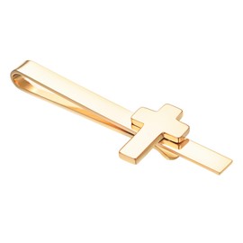 Asienice Gold Cross Tie Clips for Men Holy Tie Clip Classic Religious Accessories Men Copper Skinny Tie Clip