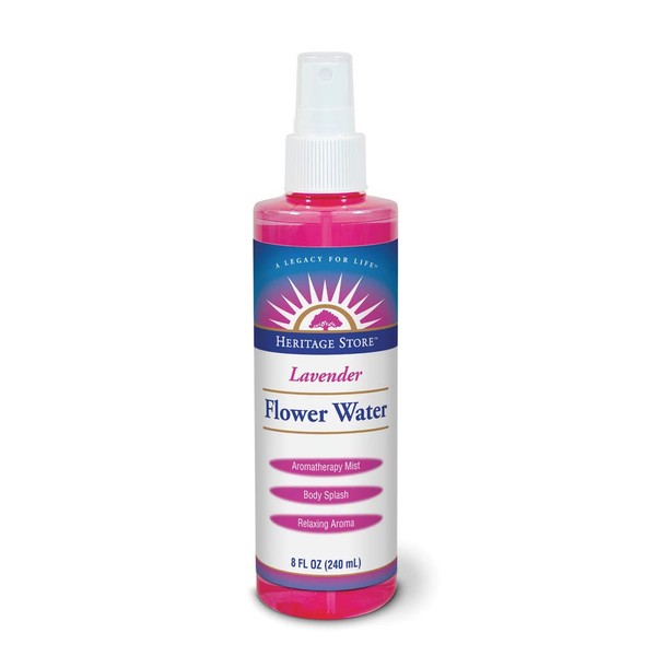 Heritage Store Lavender Flower Water | Benefits Skin, Hair & More | Aromatherapy Mist Spray | 8 fl oz