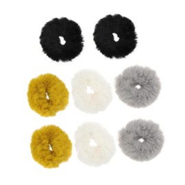 WOONEKY 8pcs Fluffy Hair Ties for Girls Elastic Ponytail Holders Soft Hair Rope Accessories for Everyday Use