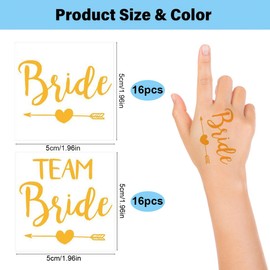 OUDQFCJ 20 x JGA Tattoo Gold Junggesellinnenabschied Temporäre Klebetattoos Braut Team Bride für Hochzeit Bachelor Hen Party