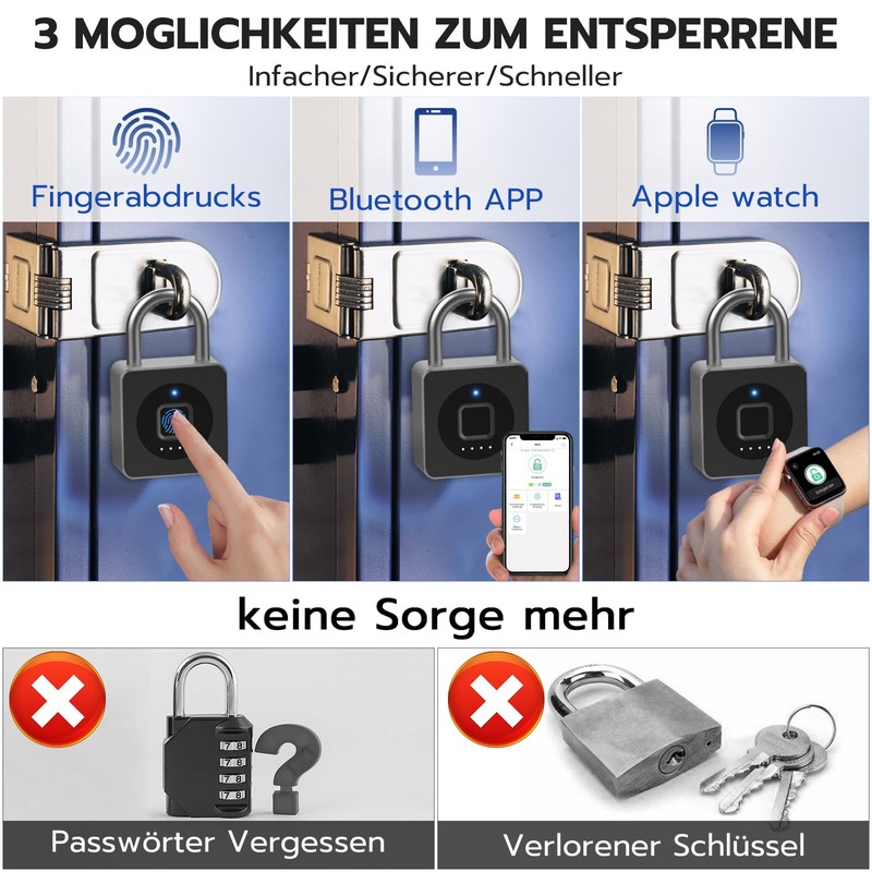 Eseesmart Smart Lock - Lock with Fingerprint Bluetooth App iWatch