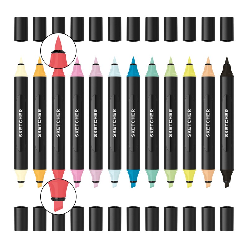 Molotow Sketcher Twinmarker Main Kit 2 (Brush Tip & 3