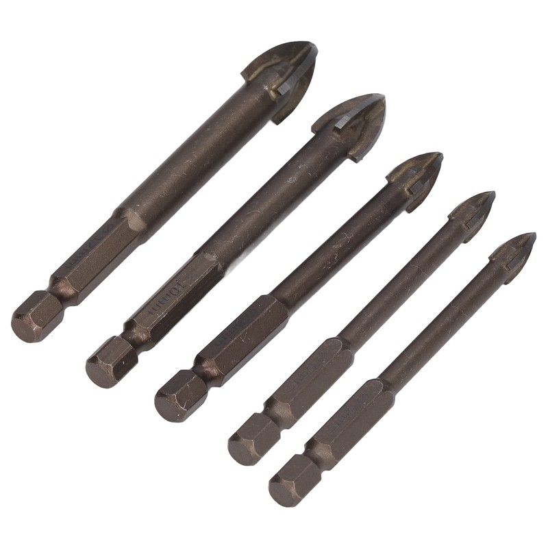 5Pcs Cross Tile Drill Bit Carbide Hex Shank Drills Bits
