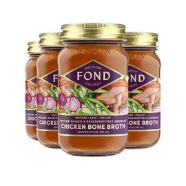 FOND Regenerative Pasture-Raised Chicken Bone Broth Infused with Organic Shiitake & Sage – Slow-Simmered Chicken Broth for Rich and Nourishing Flavor, Nutrient-Dense, Artisan Quality – 14 oz (4-Pack)