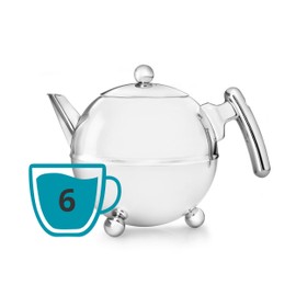 Bredemeijer 1.2 L Stainless Steel Teapot Bella Ronde with Chromium Fittings, Silver