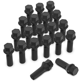 MIKKUPPA Wheel Bolts M12 x 1.5 Shaft Length 26 mm Taper 60° Spanner Width 17 mm Black Pack of 20