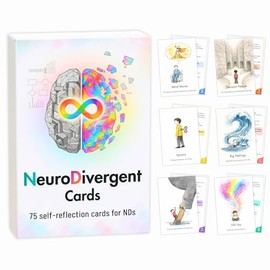 NeuroDivergent Cards - 75 Self-Reflection Therapy Cards for NDs, Autism & ADHD Tools for Adults, Teens, Coping Skills, Emotional Regulation, Mental Health Games & Therapist Gifts