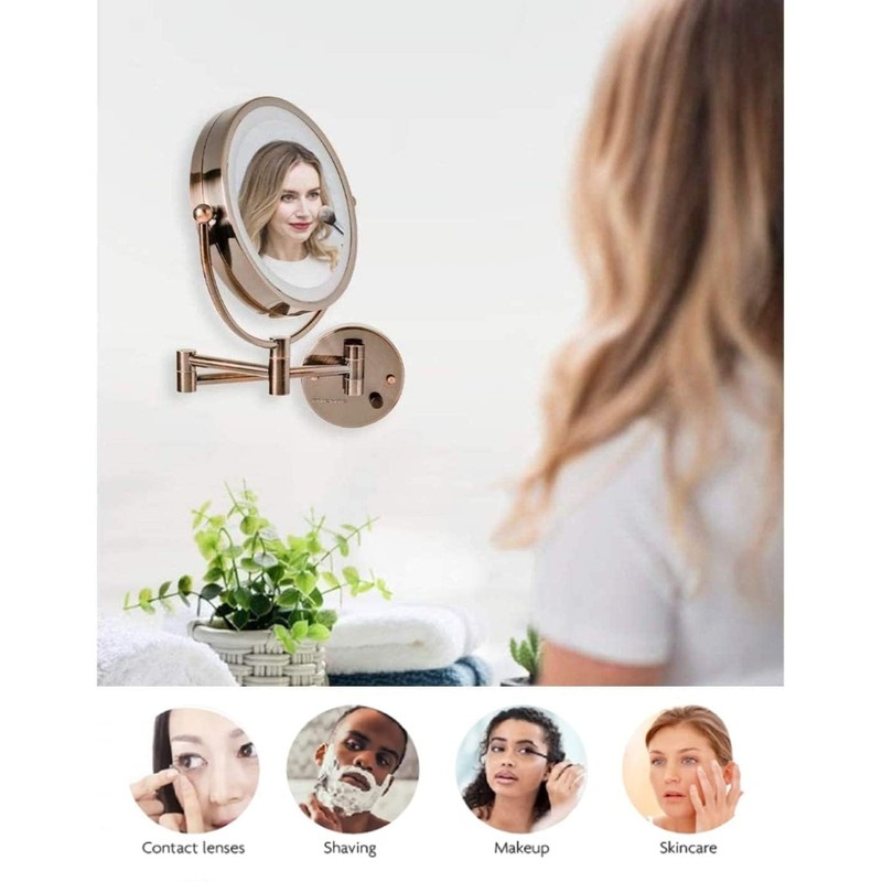 OVENTE Wall Mounted Lighted Makeup Vanity Mirror, 9" Hard Wired