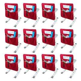 12 Pcs Large Chair Pockets for Classrooms, 20" H x 17.3" W Chair Pockets Chairback Pocket Chair Back Classroom Organizer with Name Tag for Seat School Kindergarten Student Classroom (Red)