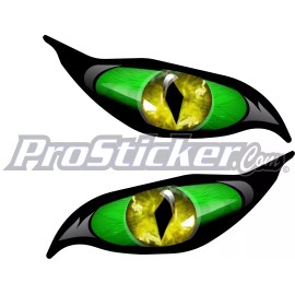 ProSticker 9000 (One Set) 3" x 7" Green Yellow Evil Eye Decal Sticker