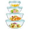 Luvan Borosilicate Clear Glass Mixing Bowls with Lids Set of