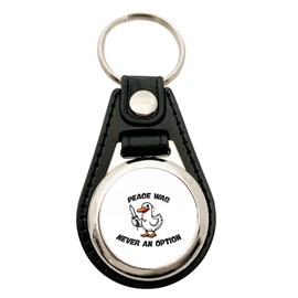 Huuraa Keyring Peace Was Never an Option Goose Gift Shopping Trolley Token Peace Was Never an Option Gift Idea, Metal with faux leather, Unit size