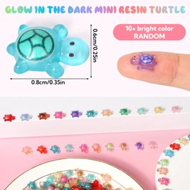 VZZNN 500 Pcs Luminous Mini Resin Turtles Tiny Turtles for Crafts Miniatures Mini Resin Animals Miniatures for Crafts Fairy Garden Dollhouse Micro Landscaping Decoration Style 1