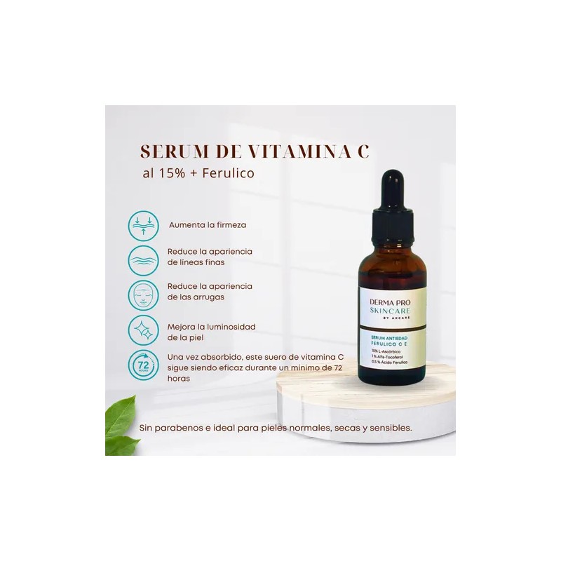 Serum Vitamina C 15% Con Ácido Ferúlico 30ml Derma Pro