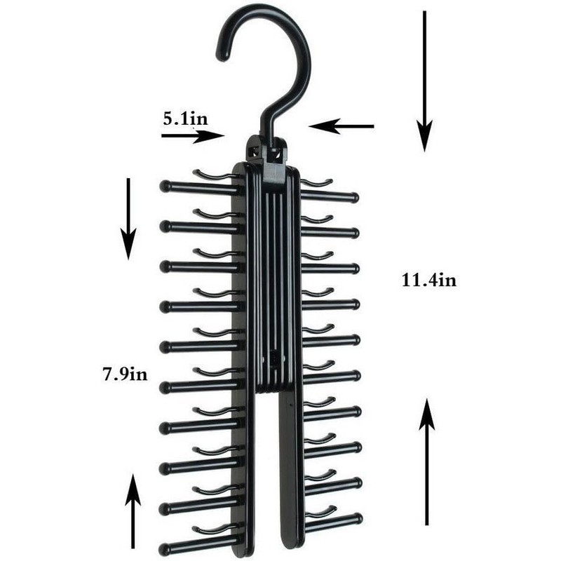 Upgraded 2 PCS Adjustable 20 Tie Rack Holder, 360° Rotating