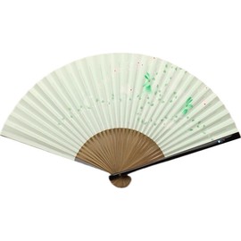 Kyo Fan, White Rabbit (Green), Kyoto, Made in Japan, Women's, Paper Fan, Kimono Accessories, Craftsmanship, Personal Use, Gift, Gift, green