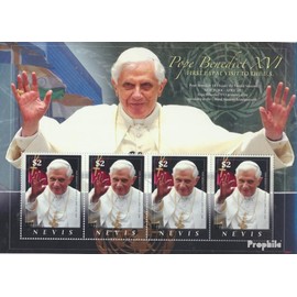 Prophila Collection Nevis 2294 Small Sheets (Complete Edition) Mint NH 2008 Pope Benedict XVI (Stamps for Collectors) Christianity