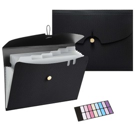 DoocliB Document File, a4, 7 Pockets, Portable Expanding File Folder, Horizontal Accordion File, with Divided Label, Large Capacity, Bellows File, Document Case, Classification Storage, Stationery,