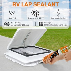 WELLUCK RV Roof Sealant Self Leveling Lap Sealant White, Flexible Repair Caulking Rubber Epdm for Camper Motorhomes Trailers, Secure Odorless Waterproof&UV All Weather Adhesive 10.3oz 4 Packs