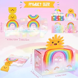 Pack of 24 Rainbow Party Favour Box Pastel Colours Treat Box Gable Boxes Cloud Gift Bag Paper Candy Gift Bag with Handles for Rainbow Birthday Baby Shower Party Decoration