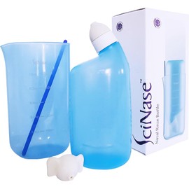 SciNase Nasal Rinse Bottle - Includes 1 Measuring Cup, 1 Temperature-Sensing Rod and 2 Nozzles for Gentle Daily Nasal Hygiene for Adults and Children - Use with SciNase Nasal Cleansing Salt