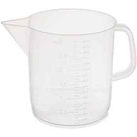 Globe Scientific 601159-1 Polypropylene Short Form Beaker with Handle, Molded Graduations, 3000mL Capacity