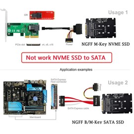 NFHK SFF-8639 NVME U.2 to Combo NGFF M.2 M-Key SATA PCIe SSD Adapter for Mainboard Replace SSD 750 p3600 p3700