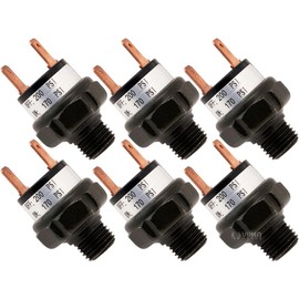 Vixen Horns 170-200 PSI Air Pressure Switch 1/4" NPT 12V/24V VXA7200-6 Tank Mount Type, for Train Horn, Air Compressor, Bundle of 6 Switches