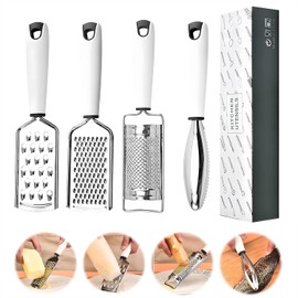 Rallador de limón con asa, rallador de queso de mano, herramienta de acero inoxidable para cítricos, trituradora de verduras para limón, jengibre, ajo