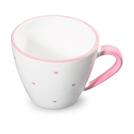 GMUNDNER KERAMIK Gourmet Coffee Cup Capacity 0.2 Litres Herzerl Rosa Crockery Handmade in Austria