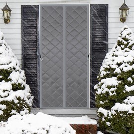 CMSD-LJC Magnetic Thermal Insulated Door Curtain - Thick Doorway Curtains Using Oxford Cloth and Cotton Fiber Fill - Weatherproof and Windproof Door Cover Fits Door Size 34" x 80" (Grey)
