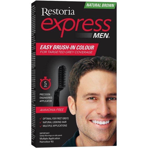 Restoria Express Men Easy Brush-In Colour Kit - Natural Brown - Expiry 31/01/25
