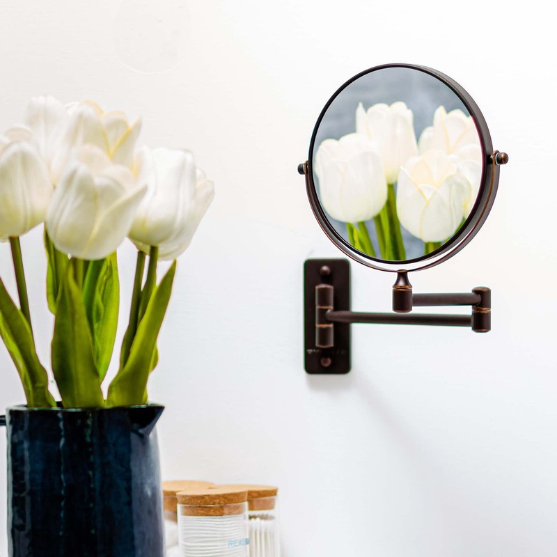 OVENTE 7" Wall Mounted Makeup Mirror with 1X/7X Magnification, Double
