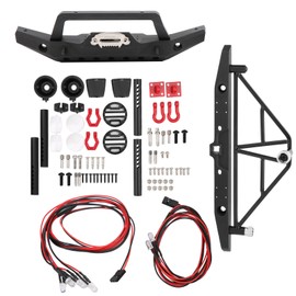1/10 RC Metal Front Rear Bumper with LED Light Kit fit for SCX10 for TRX4 RC Accessories